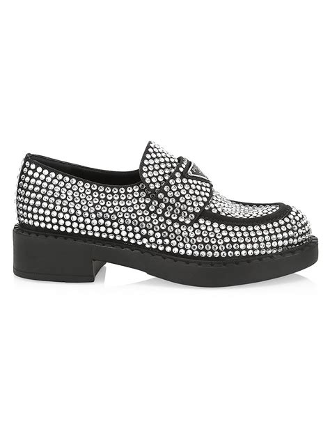 prada black crystal loafers|clearance prada loafers.